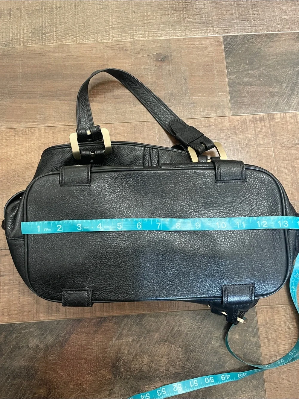 Michael Kors Harness Handbag Black Pebbled Leather Gold Hardwear